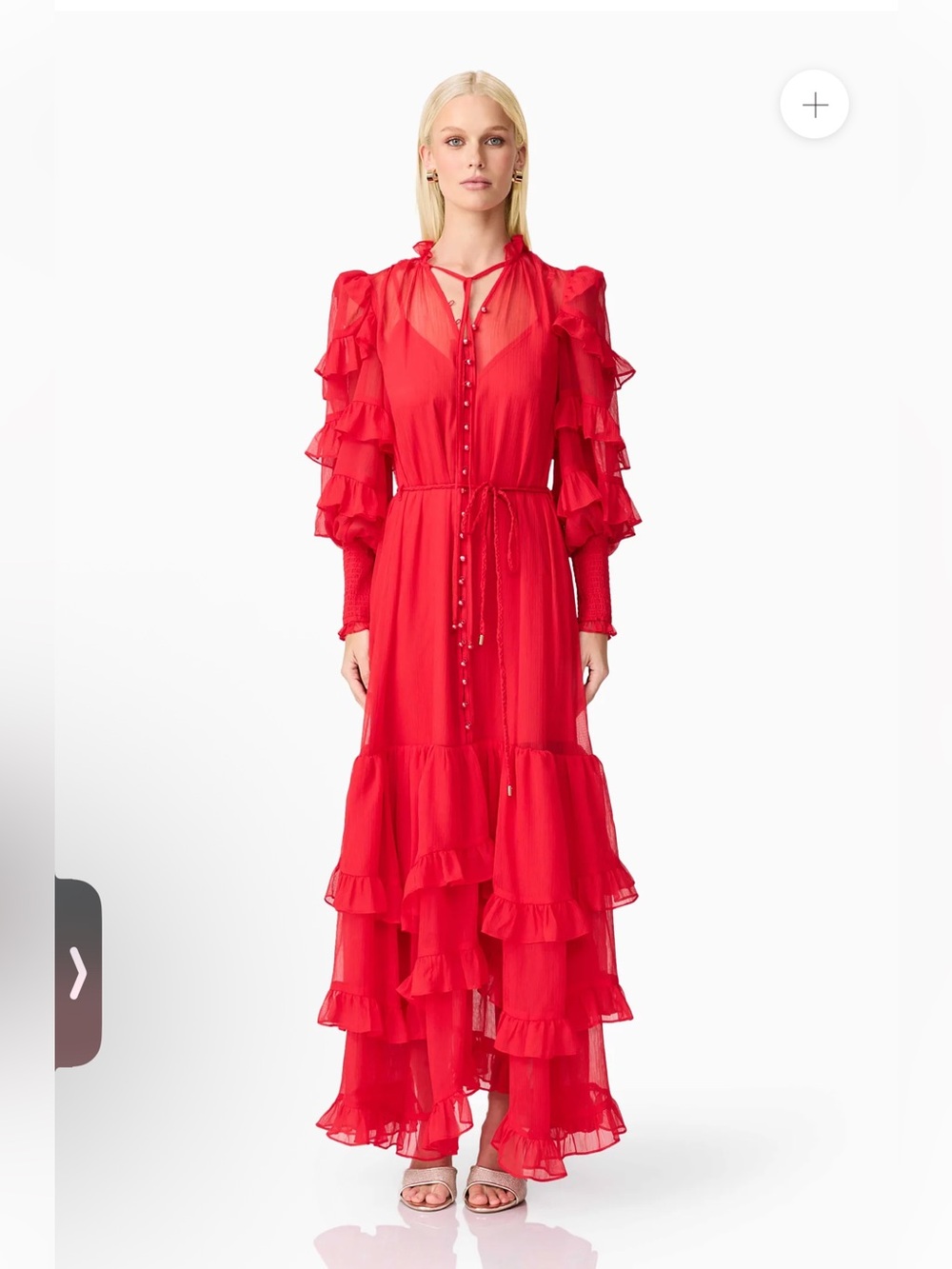 Elliatt Lilja Long Sleeve Maxi Dress in Red